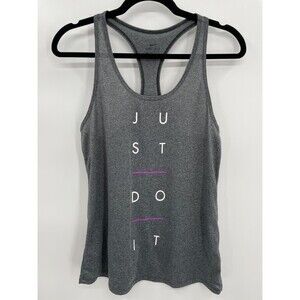 NIKE Gray Just Do it Graphic Racerback Workout Tank Top Size S